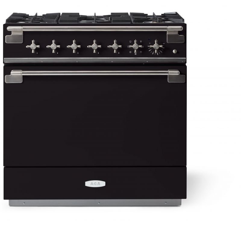 AGA Elise 36 Dual Fuel Range w/ Brass Accents, Matte Black