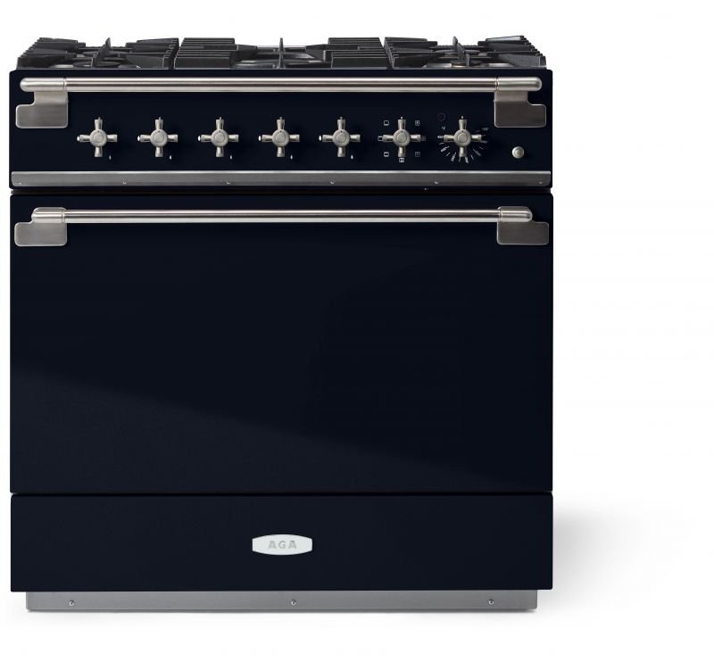 AGA Elise 36 Dual Fuel Range w/ Brass Accents, Gloss Black