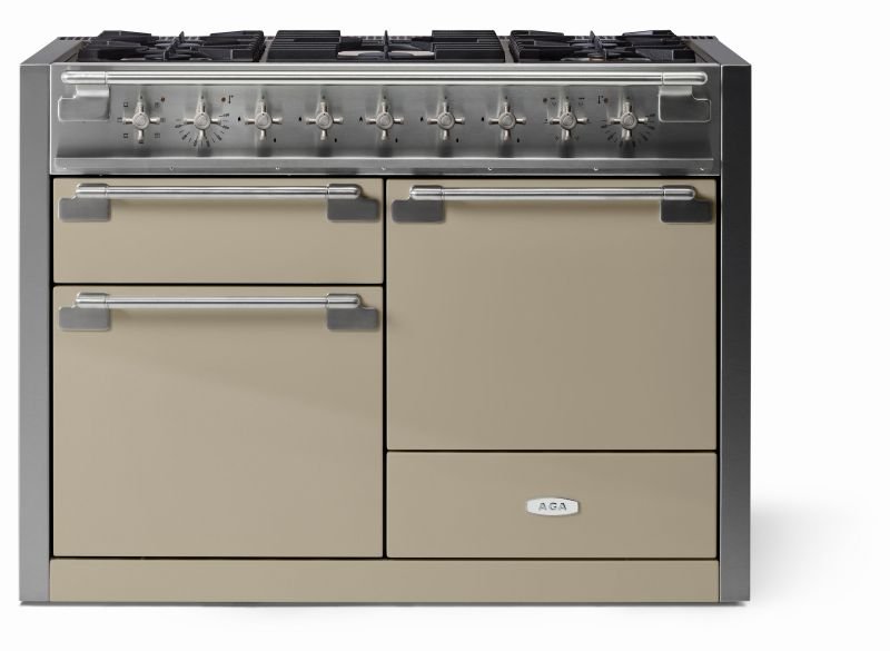 AGA Elise 48 Dual Fuel Range w/ Brass Accents, Fawn