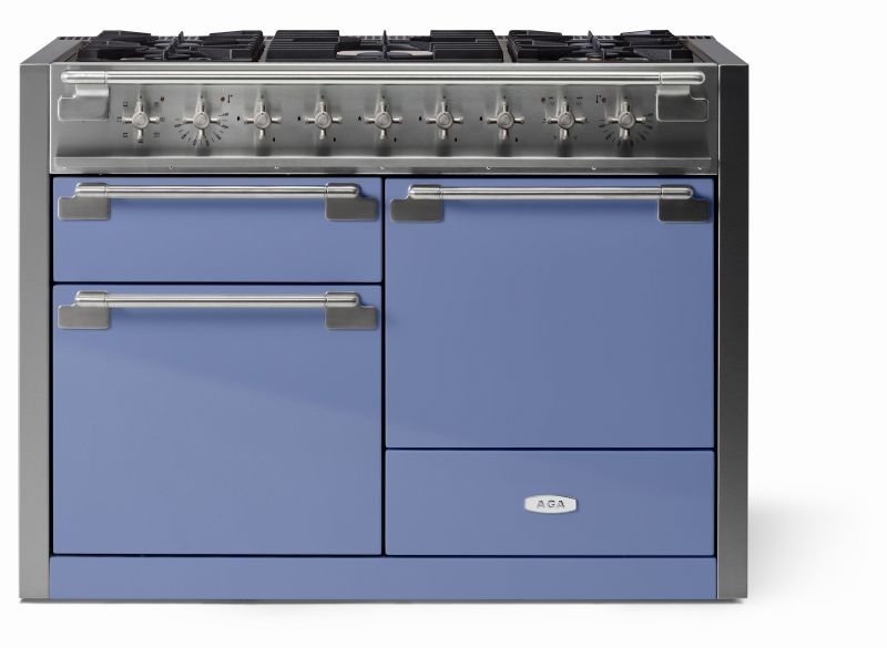 AGA Elise 48 Dual Fuel Range w/ Brass Accents, Carnaby Blue