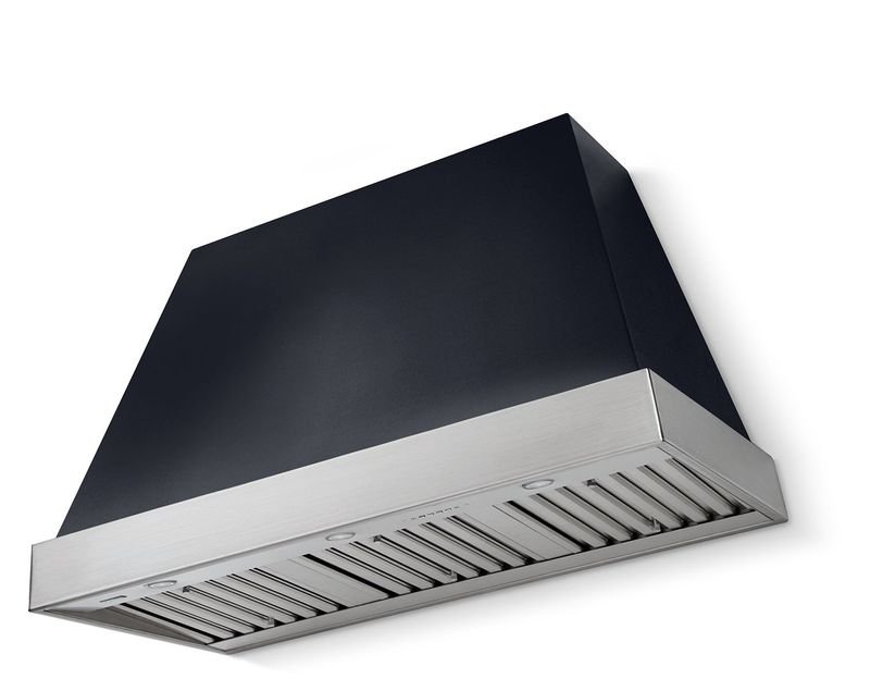 AGA Euclid 48 Range Hood, Gloss Black and Polished Brass Trim