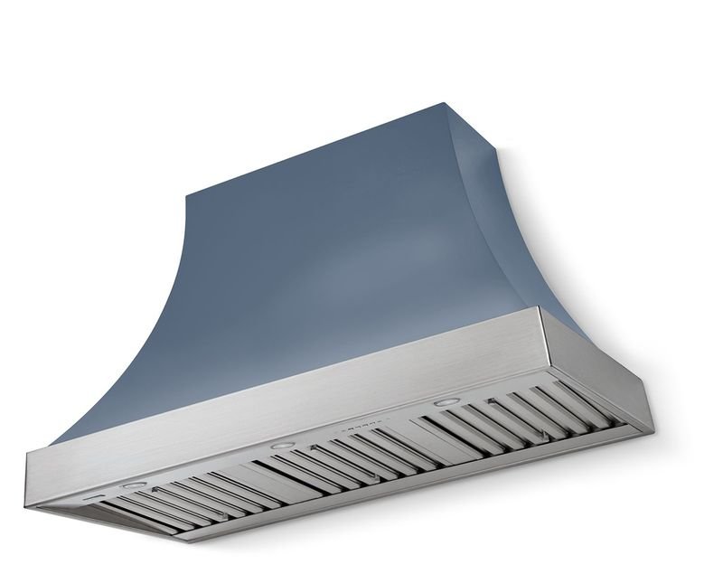 AGA Cascade 48" Range Hood, Stone Blue and Polished Chrome Trim
