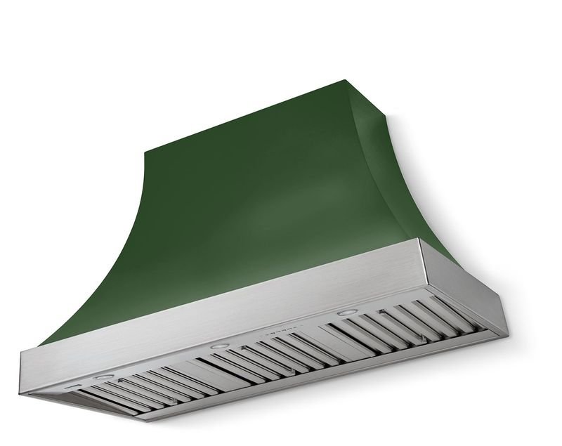 AGA Cascade 48" Range Hood, Cornwall Green and Brushed Nickel Trim