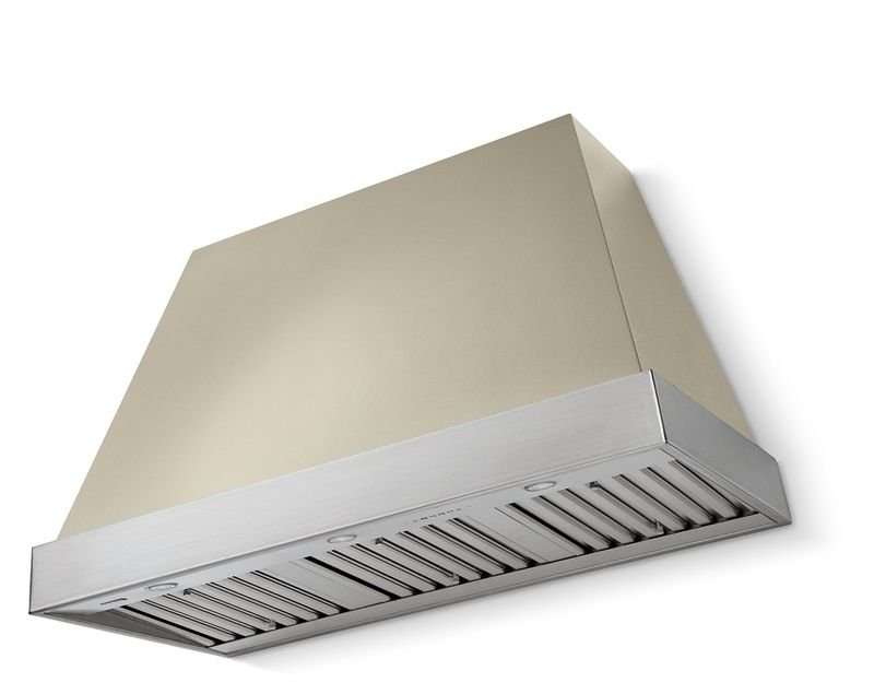 AGA Euclid 36 Range Hood, Fawn and Brushed Brass Trim