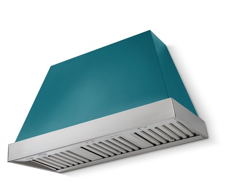 AGA Euclid 48 Range Hood, Salcombe Blue and Brushed Nickel Trim