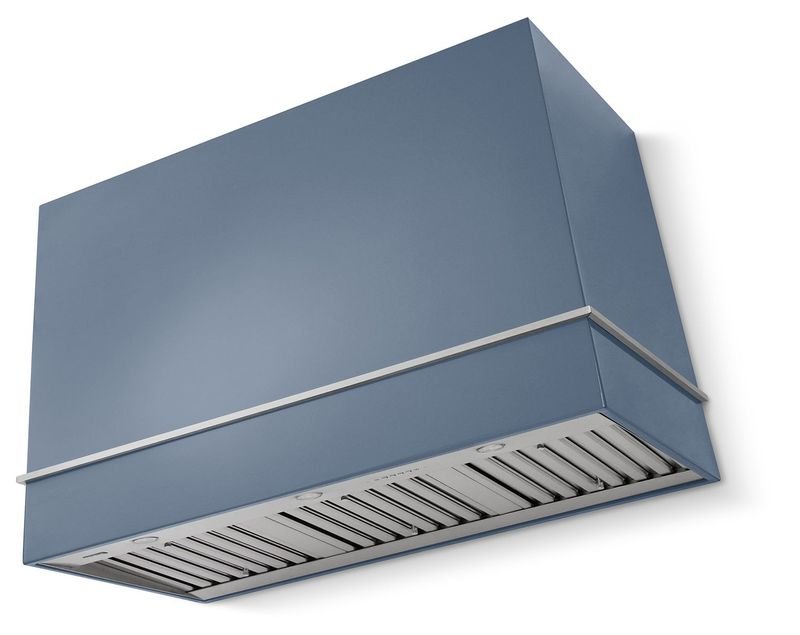 AGA Loge 48" Range Hood, Stone Blue and Polished Chrome Trim